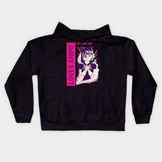 Just a Girl Who Loves Anime Kids Hoodie by Screamingcat